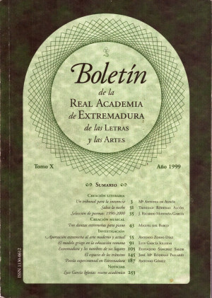 Boletín de la Real Academia de Extremadura de las Letras y las Artes. Tomo X Año 1999.jpg